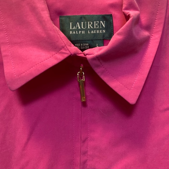 Lauren Ralph Lauren new with tags 100% silk full zip jacket! Size Large! Pink! - Picture 2 of 14
